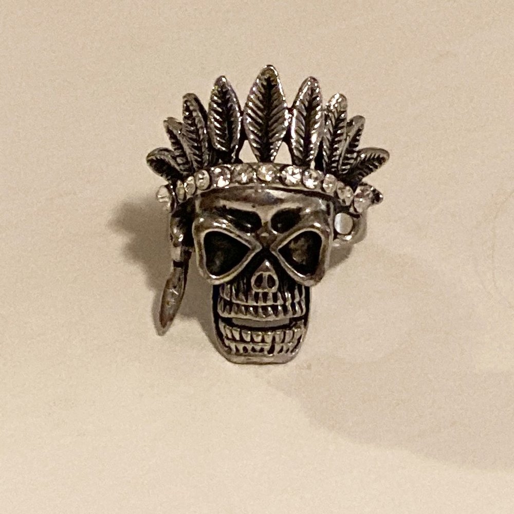 Statement Skull Ring In Burnished Silver - image 1